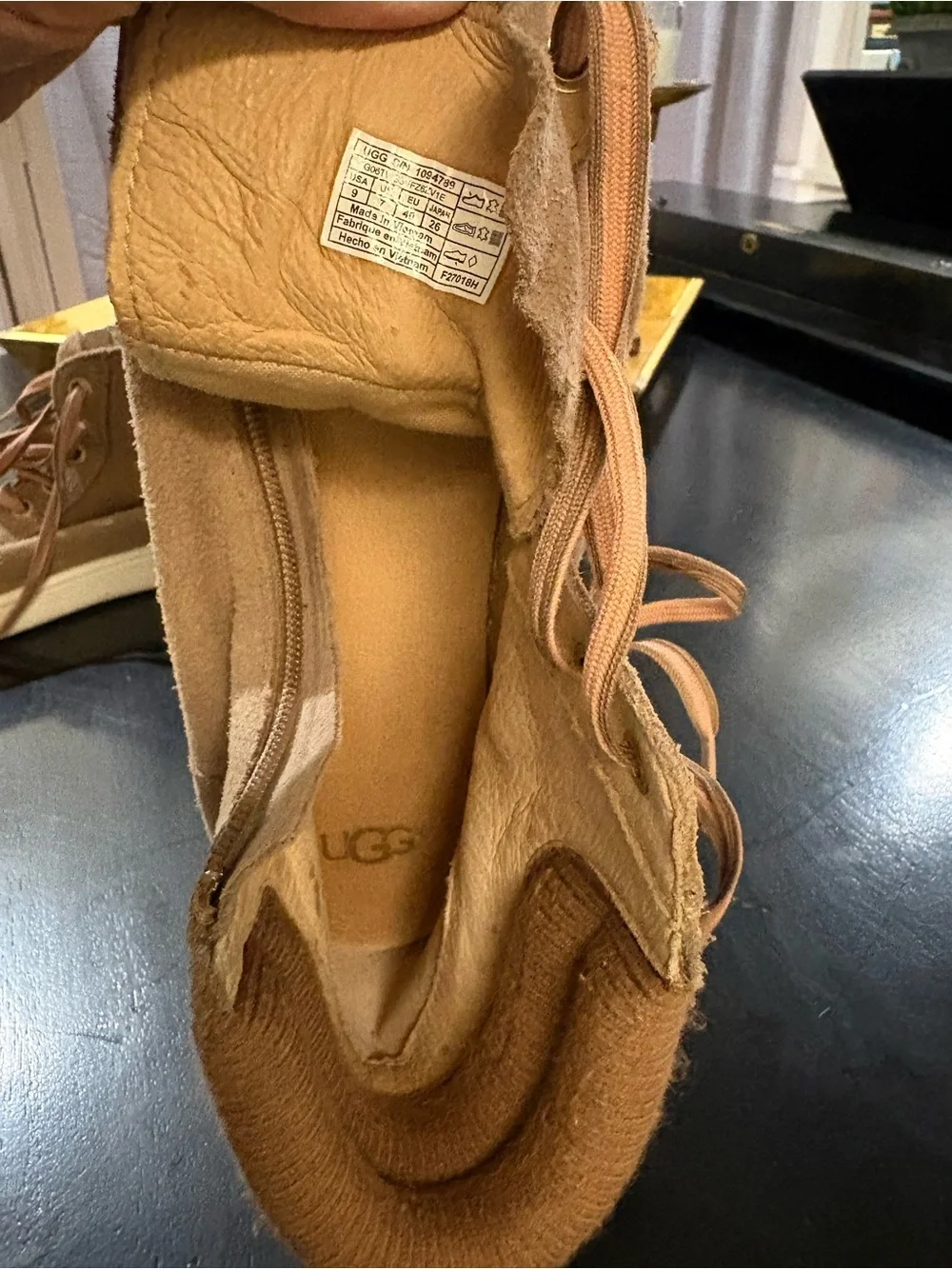 UGG Ladies Taupe Suede Mid-Top Sneakers